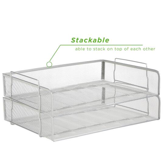 Mind Reader Stackable Metal Mesh Tray & Desk Document Organizer Set